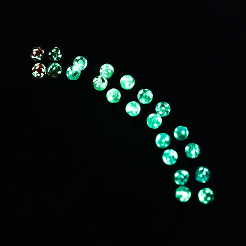 Blaugrün | 925er Sterlingsilber | Mini-Glühwürmchen-Ohrstecker aus Glas